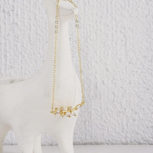 ⚡olive branch leaf pendant 14k Gold Plated CZ Pendant Necklace Gold for Women - Picture 6 of 7